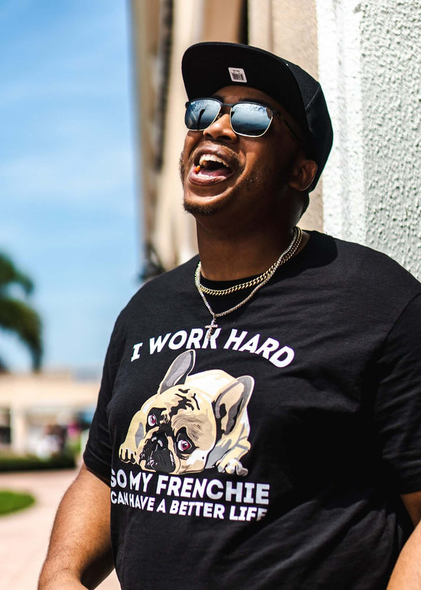 work hard Frenchie shirt black