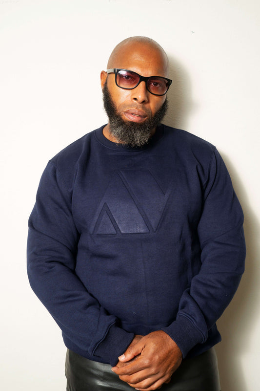 navy blue embossed sweater